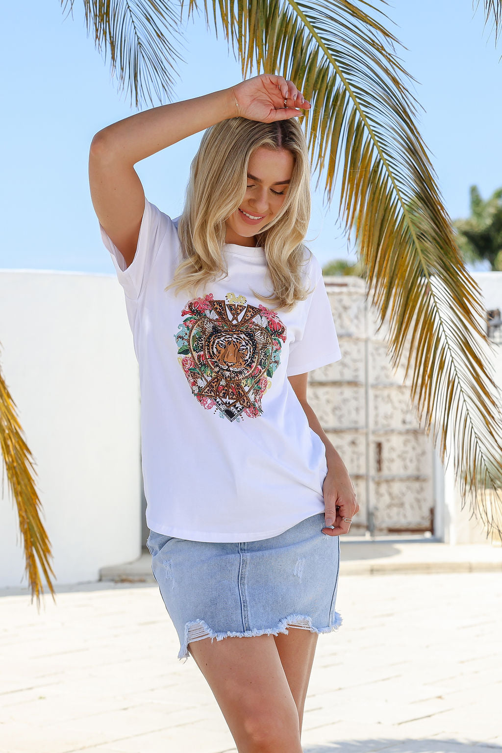 Arlow Boutique women's clothing Australia tiger print t-shirt white