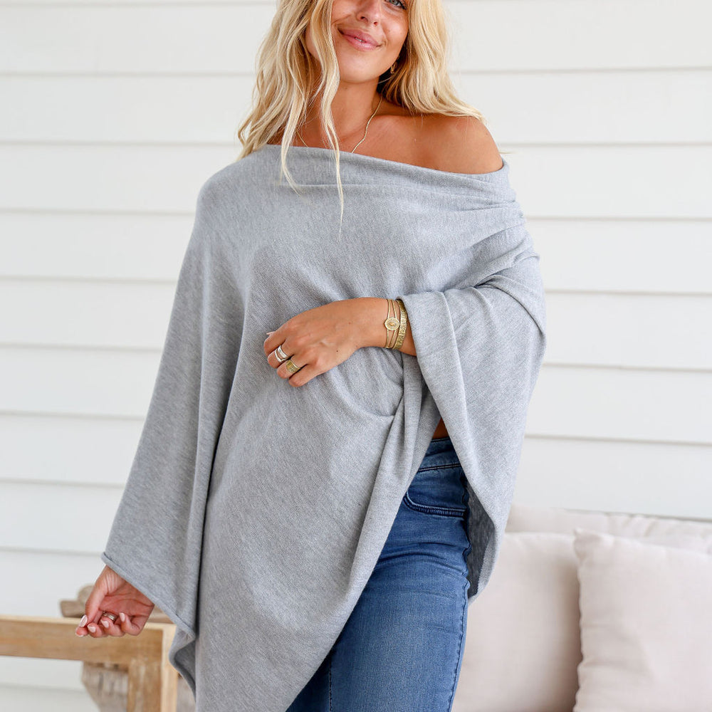 
                      
                        Arlow Boutique women's clothing Australia vida poncho marle grey
                      
                    