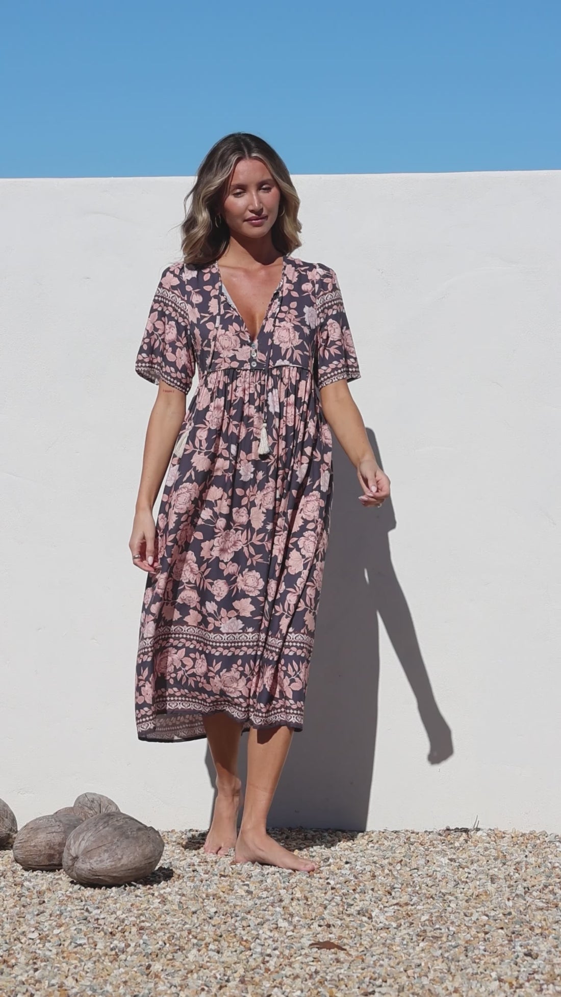 Arlow Boutique women's clothing Australia eris print boho midi dress floral navy