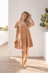 The Carlotta Dress is a summer favourite! a loose relaxed fit, what's not to love. Featuring a linen blend, button up front with floaty cap sleeves. The perfect shape to take you from the beach to brunch. Also available in White from arlowboutique.com.au