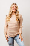 The Weekend Knit Jumper the perfect fashion knit, featuring a boat neckline, soft horizontal rib, a slightly batwing sleeve, relaxed body fit & scoop hemline.Available from www.arlowboutique.com.au
