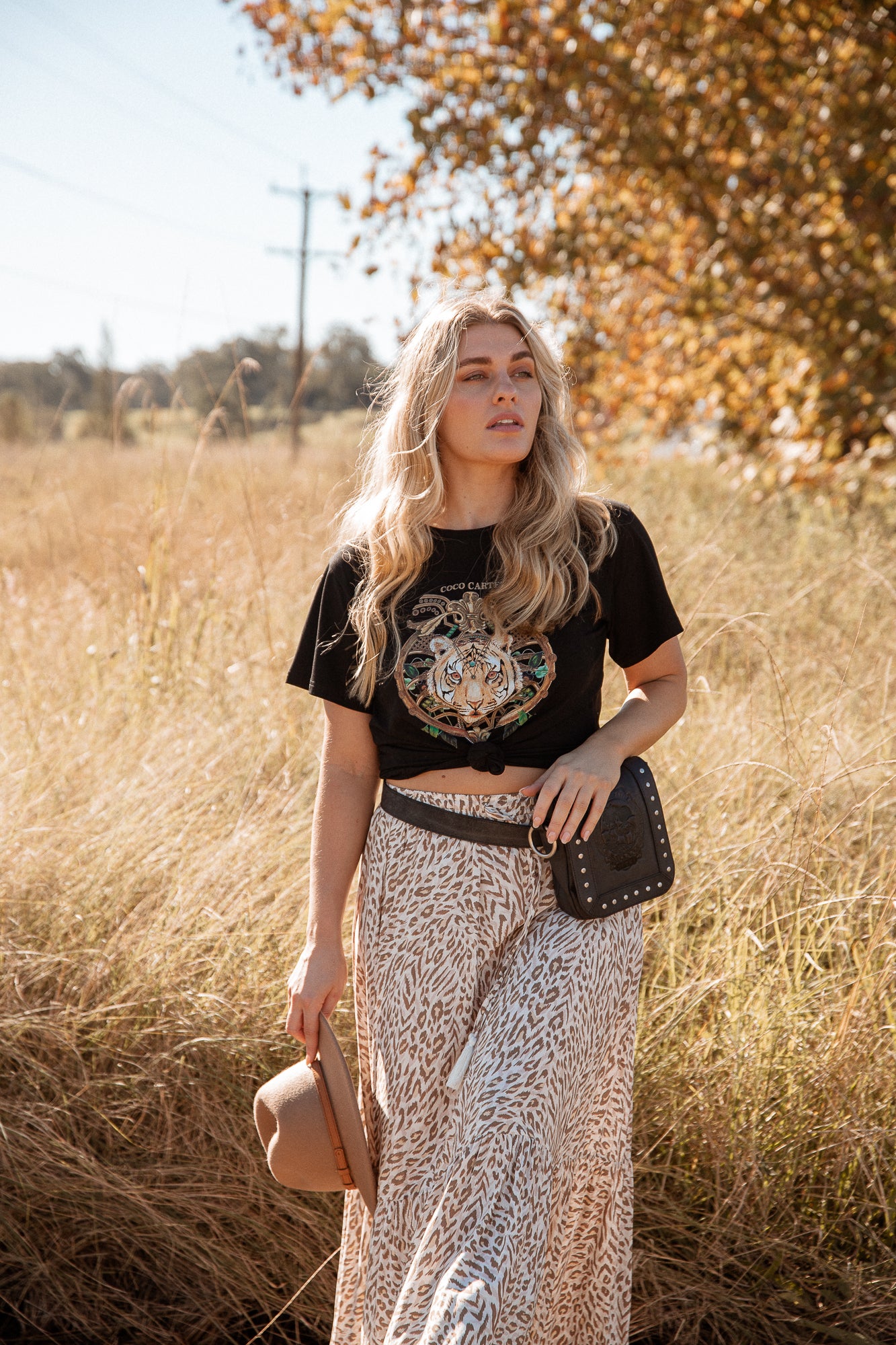 Refresh your wardrobe with our Boho Tiger Tee. Pair with our Safari print maxi skirt, ankle boots for that everyday chic boho look. Available from www.arlowboutique.com.au