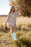 Easy, breezy, the Milarose Dress is a boho dream. Features include a vintage floral border print, crochet trim detailing, button front and blousy sleeves. We've styled this with our Keaton Hat for a gorgeous weekend getaway look. Available from www.arlowboutique.com.au