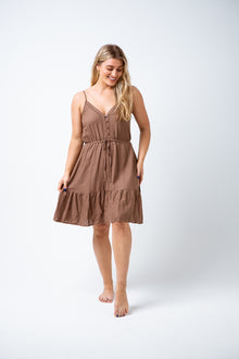  The Mia dress is a favourite! Linen, loose fitting, boho detailing, what's not to love. Features include button front, elastic waist and ties. The perfect style for any daytime occasion. Available from www.arlowboutique.com