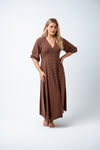 We're loving our Jamena Dress, featuring a button front with tie to back to give you a flattering shape, v-neckline and sleeves with elastic. A great shape for women wanting something a little floaty. Available at www.arlowboutique.com