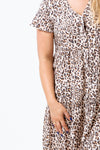 Add some print love to your style with the Harriet Dress. A loose relaxed fitting dress, featuring a leopard print on our super soft rayon fabric, V neckline, button up front with floaty cap sleeves. Style it with sandals or boots depending on the occassion. Available from www.arlowboutique.com