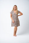 Add some print love to your style with the Harriet Dress.  A loose relaxed fitting dress, featuring a leopard print on our super soft rayon fabric, V neckline, button up front with floaty cap sleeves. Style it with sandals or boots depending on the occassion. Available from  www.arlowboutique.com