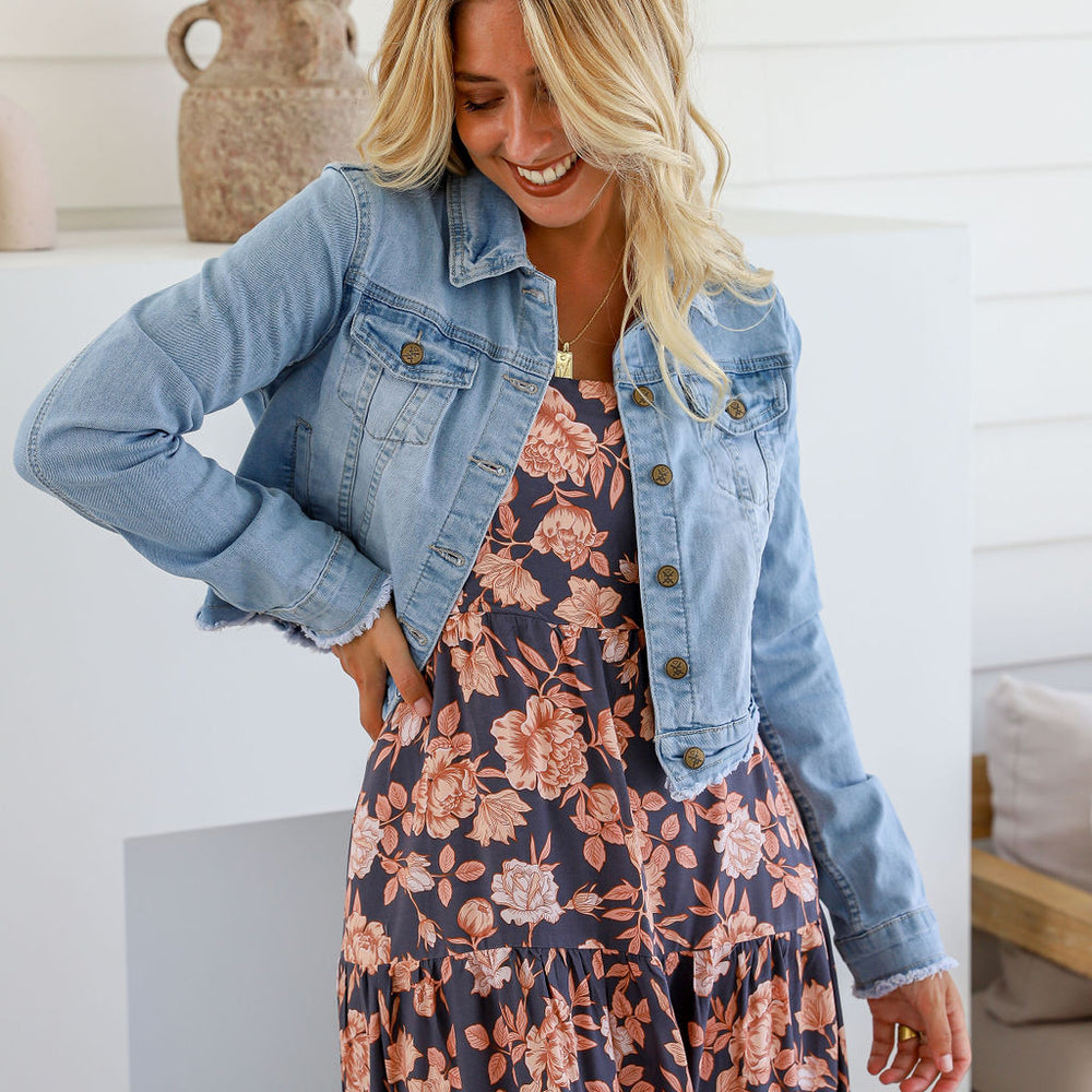 
                      
                        Arlow Boutique women's clothing Australia mavis denim cropped jacket blue
                      
                    