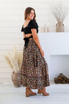 Arlow Boutique women's clothing Australia milena print boho maxi skirt black floral side