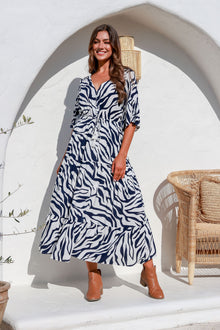  Arlow Boutique women's clothing Australia nora print maxi dress navy