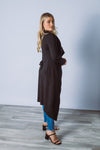The perfect staple coatigan for keeping you stylish and cosy! The Claudette Coatigan features a knee length, and waist tie. A great alternative to a coat and just as sleek. Also available in Grey and Beige from arlowboutique.com.au