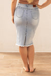 The Delfina Denim Skirt will add some style to your wardrobe. This asymmetric panelled skirt is essential for any occasion. Featuring a bleach blue denim in a curve enhancing style in a mid length. Team with your favourite top and some heels to complete the look. Available from www.arlowboutique.com.au